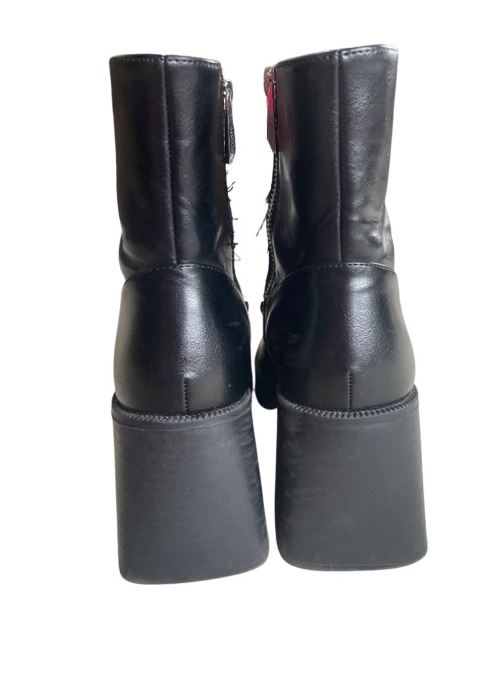 Princess Polly Lexus Chunky Block Heel Platform Ankle Boots Black Size 9 Goth - Picture 4 of 12